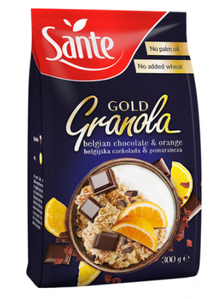 Мюсли SANTE GOLD GRANOLA 300г с бельгийским шоколадом и апельсином