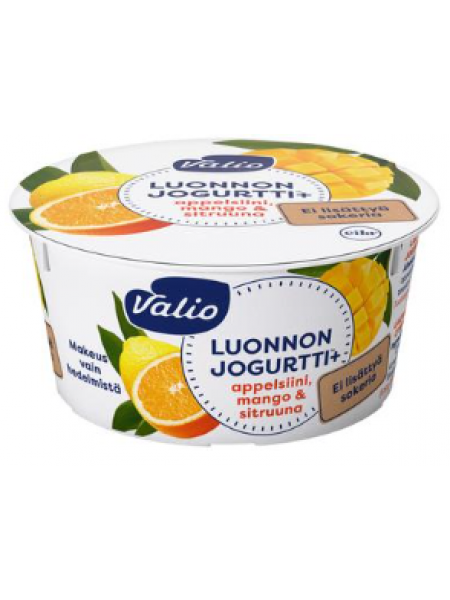 Йогурт без лактозы Valio Luonnonjogurtti+ 150 г апельсин, манго и лимон без добавления сахара