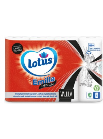 Бумажные полотенца в рулонах Lotus Emilia Design Vallila 4шт